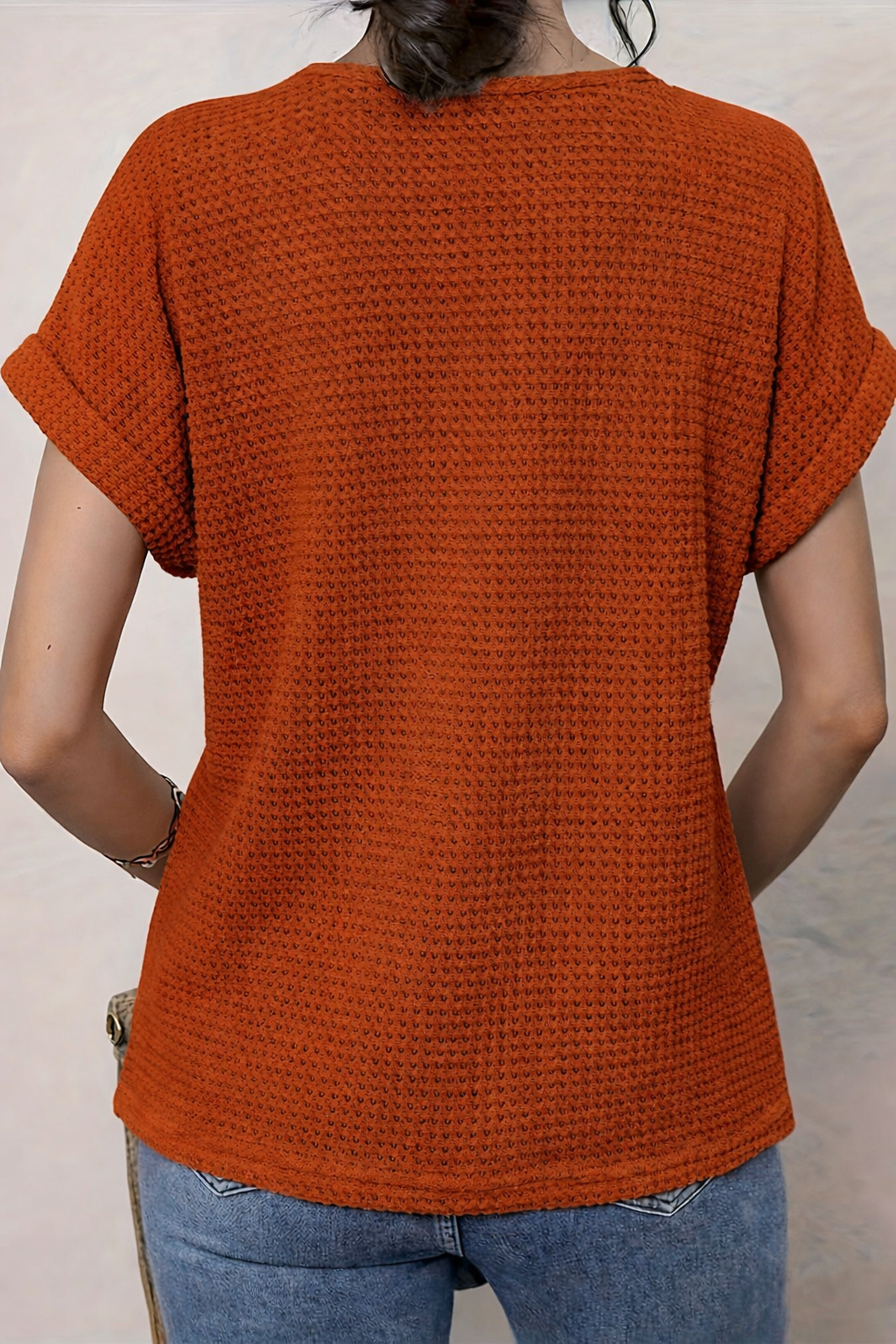 Adriana | Top with Round Neck and Lace Trim