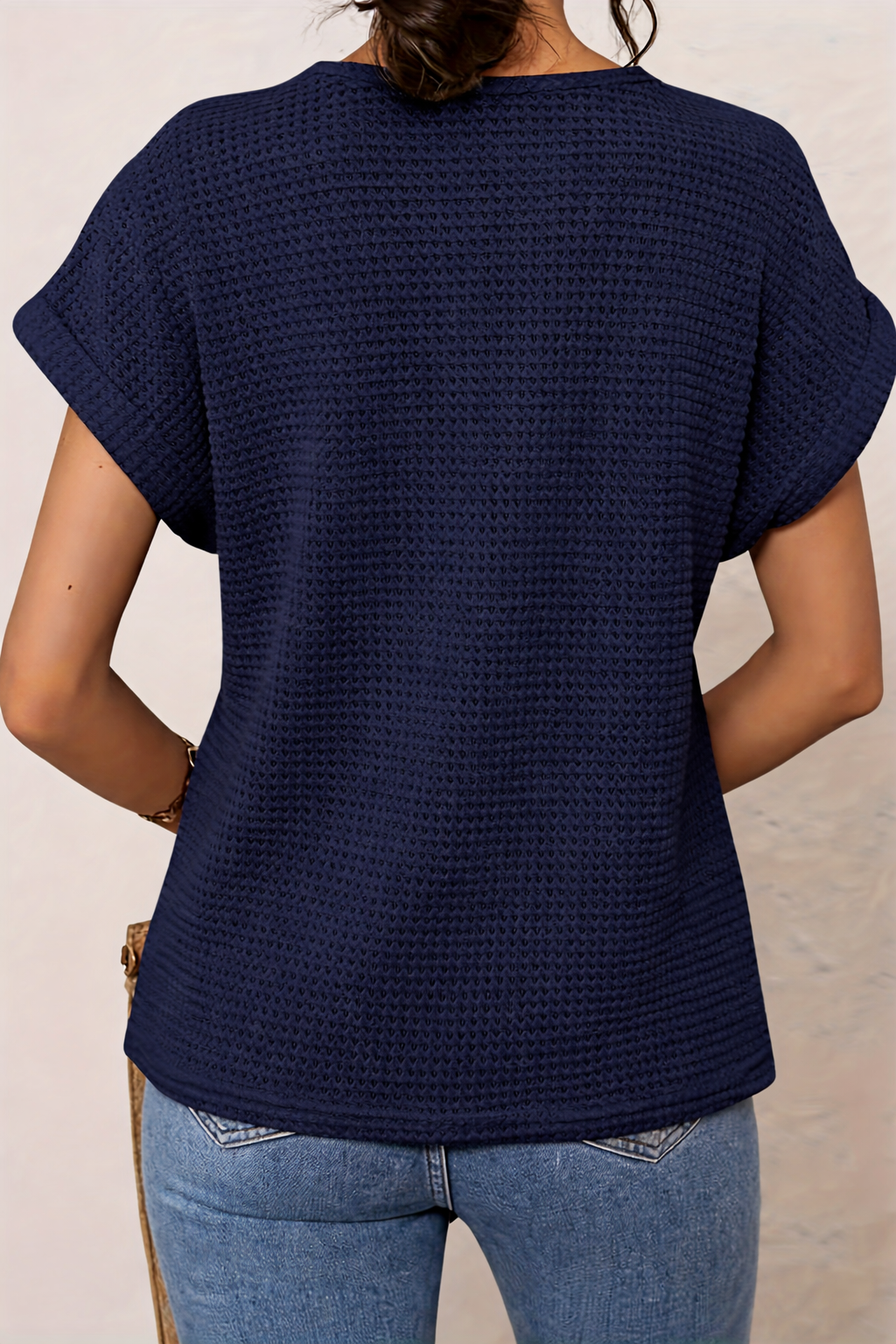 Adriana | Top with Round Neck and Lace Trim